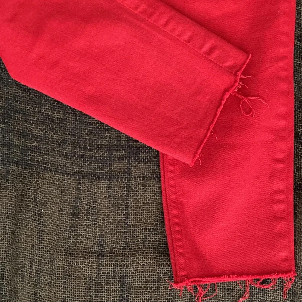 Free People Reagan Skinny Raw Hem Jeans RED - Picture 8 of 9